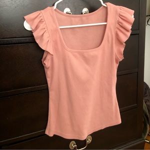 Pink ruffled shoulder top